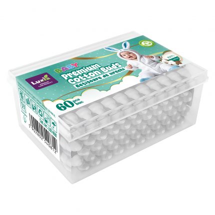 Betisoare de urechi bumbac pentru copii Luxia 60 buc / set