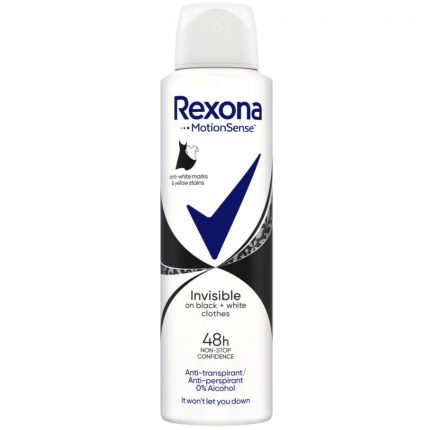 Deodorant antiperspirant spray 48h Invisible on black & white clothes Rexona 150 ml