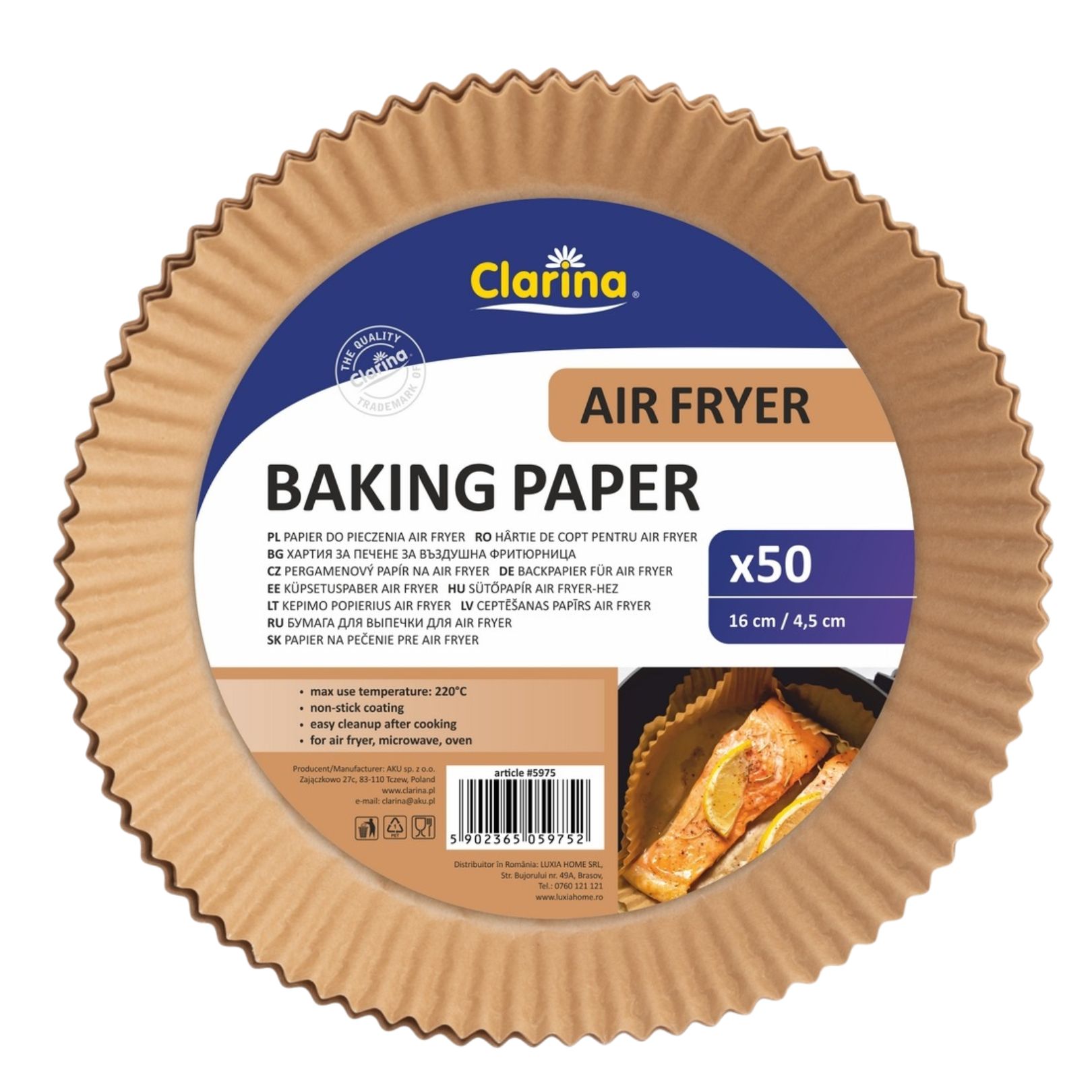 Hartie copt rotunda Air Frayer 16 cm Clarina 50 buc set Hartie copt rotunda Air Frayer 16 cm Clarina 50 buc / set - imagine 1