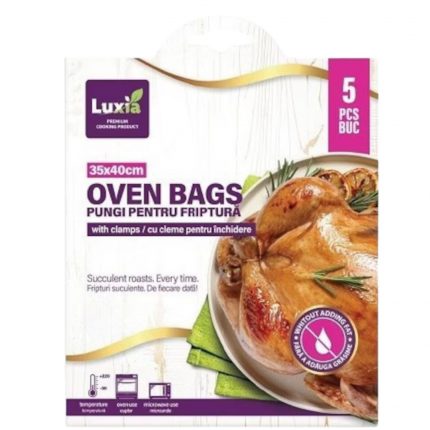 Pungi pentru friptura cu cleme pentru inchidere 35 x 40 cm Luxia 5 buc / set