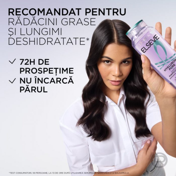 Sampon purificator hidratant 72h Hyaluron Pure L'Oreal Paris Elseve 250 ml - imagine 4