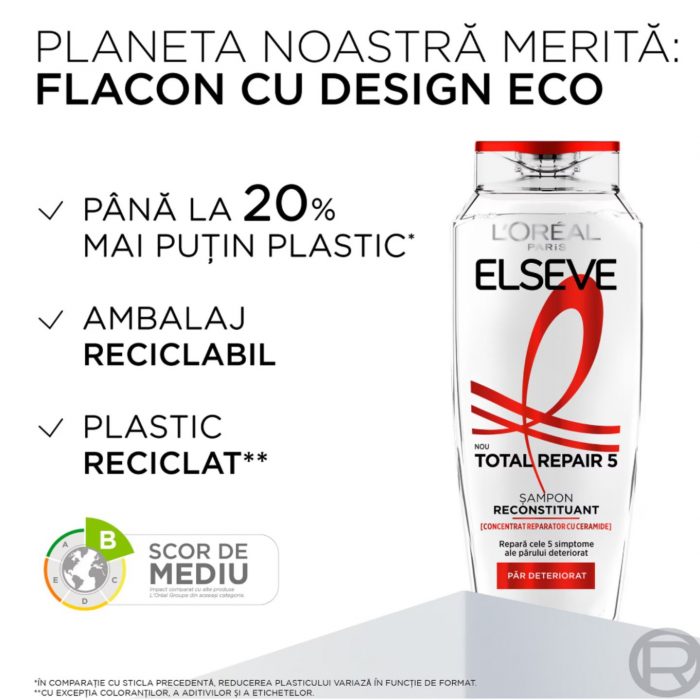 Sampon par deteriorat Total Repair 5 L'Oreal Paris Elseve 250 ml - imagine 4
