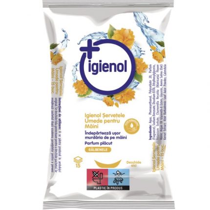Servetele umede pentru maini Galbenele Igienol 15 buc/set