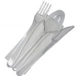 Tacam set TRIS (L+F+C+S) reutilizabil transparent 100 buc/set