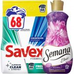 Detergent rufe pudra automat Fresh Savex 5.5 kg 68 spalari + Balsam rufe Elixir Floral Semana 1.70L 68 spalari