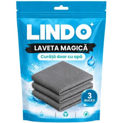 Laveta magica din microfibra care curata doar cu apa 30x40cm Lindo 3 buc/set