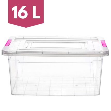 Cutie depozitare plastic transparent cu capac 16L 1buc