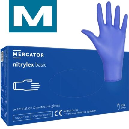 Manusi albastre nitril nepudrate marimea M 100 buc/set