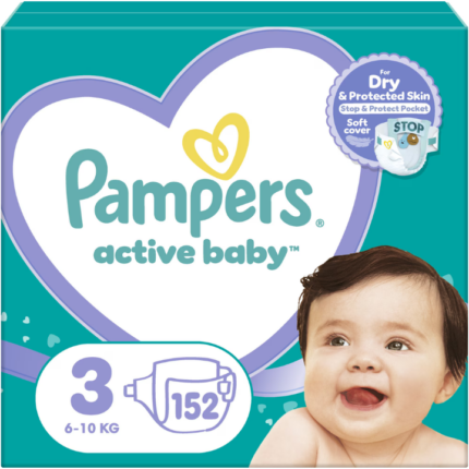 Scutece marimea 3, 6-10 kg Pampers Active Baby 152 buc / pachet
