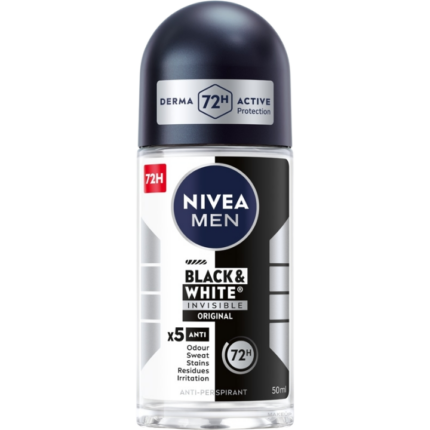 Deodorant antiperspirant rollon 72h Black&White Original Nivea Men 50 ml